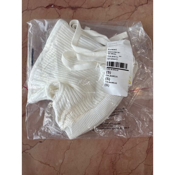 Casablanca Cut Out Ribbed Bralette in White Small New Womens Cropped Tube Top - Picture 8 of 10